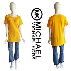 MICHAEL Michael Kors NEW Gold Zip Shoulders Short-Sleeve Top 1X